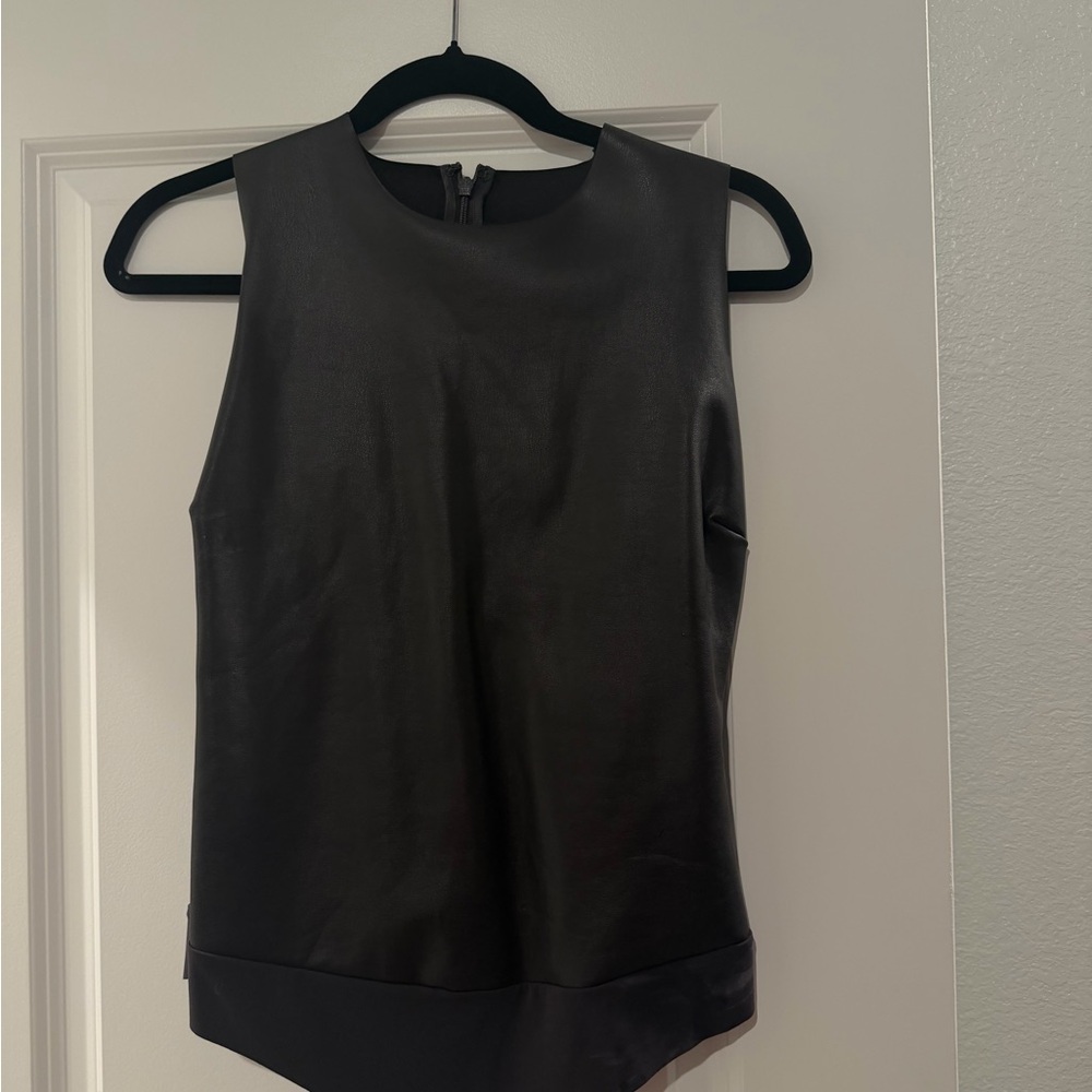 SKIMS Black Faux Leather Sleeveless Tank